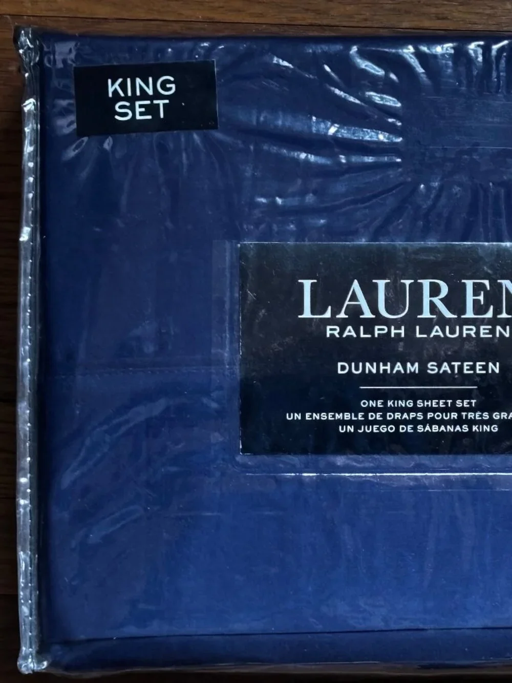 Ralph Lauren King Size Dunham Sateen Cotton Sheet Set CADET BLUE (NAVY) - Picture 1 of 6